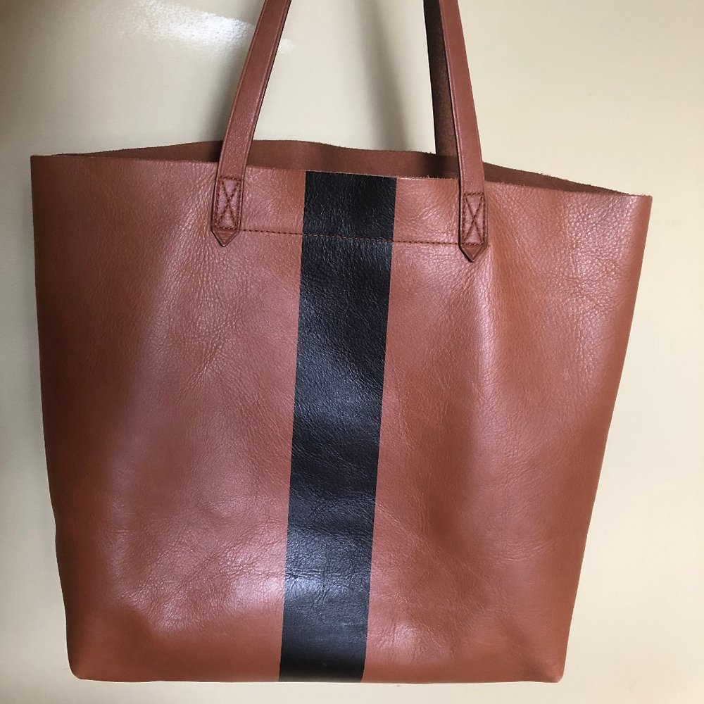 Madewell Paint Stripe Transport Leather Tote